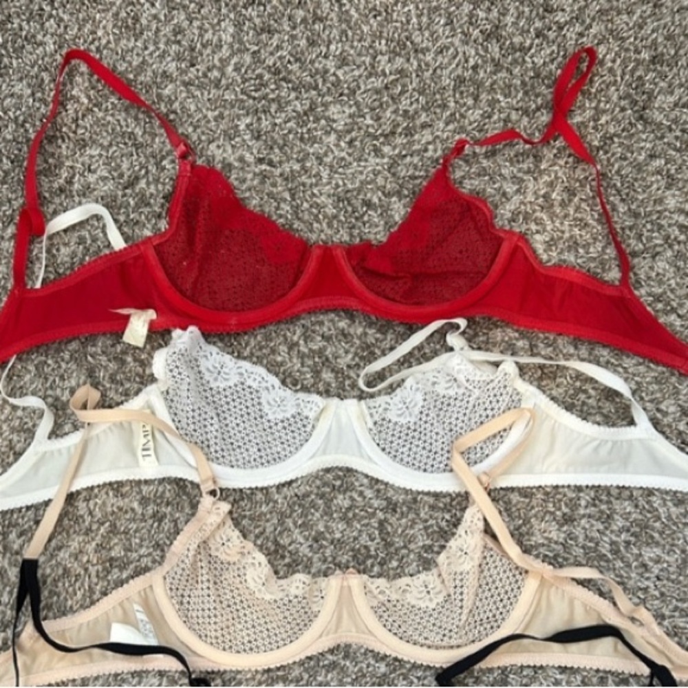 Elegant Lace Women's Bra Set - White, Beige, Red